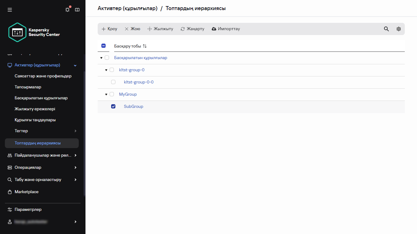 Ішкі топ таңдалған топтар иерархиясы.