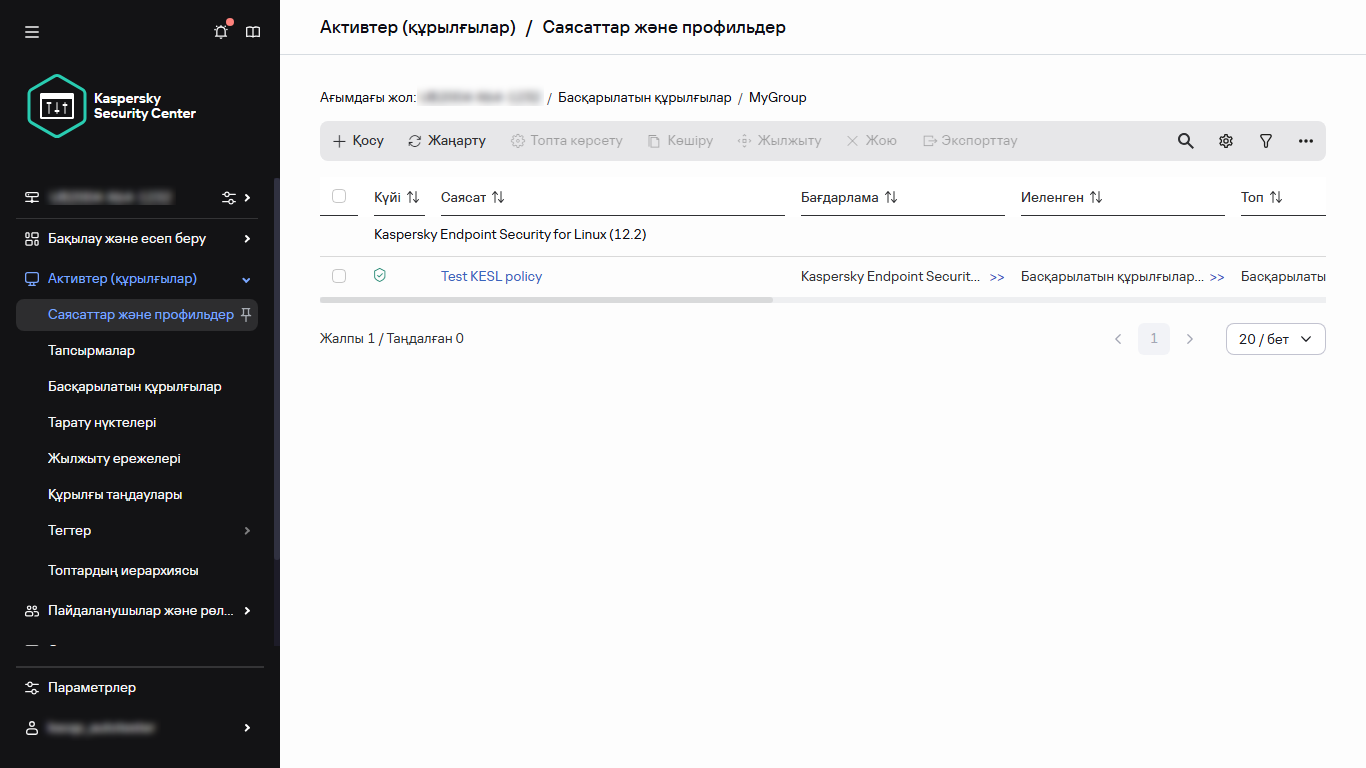 Саясаттар мен профильдердегі саясат түйіні.