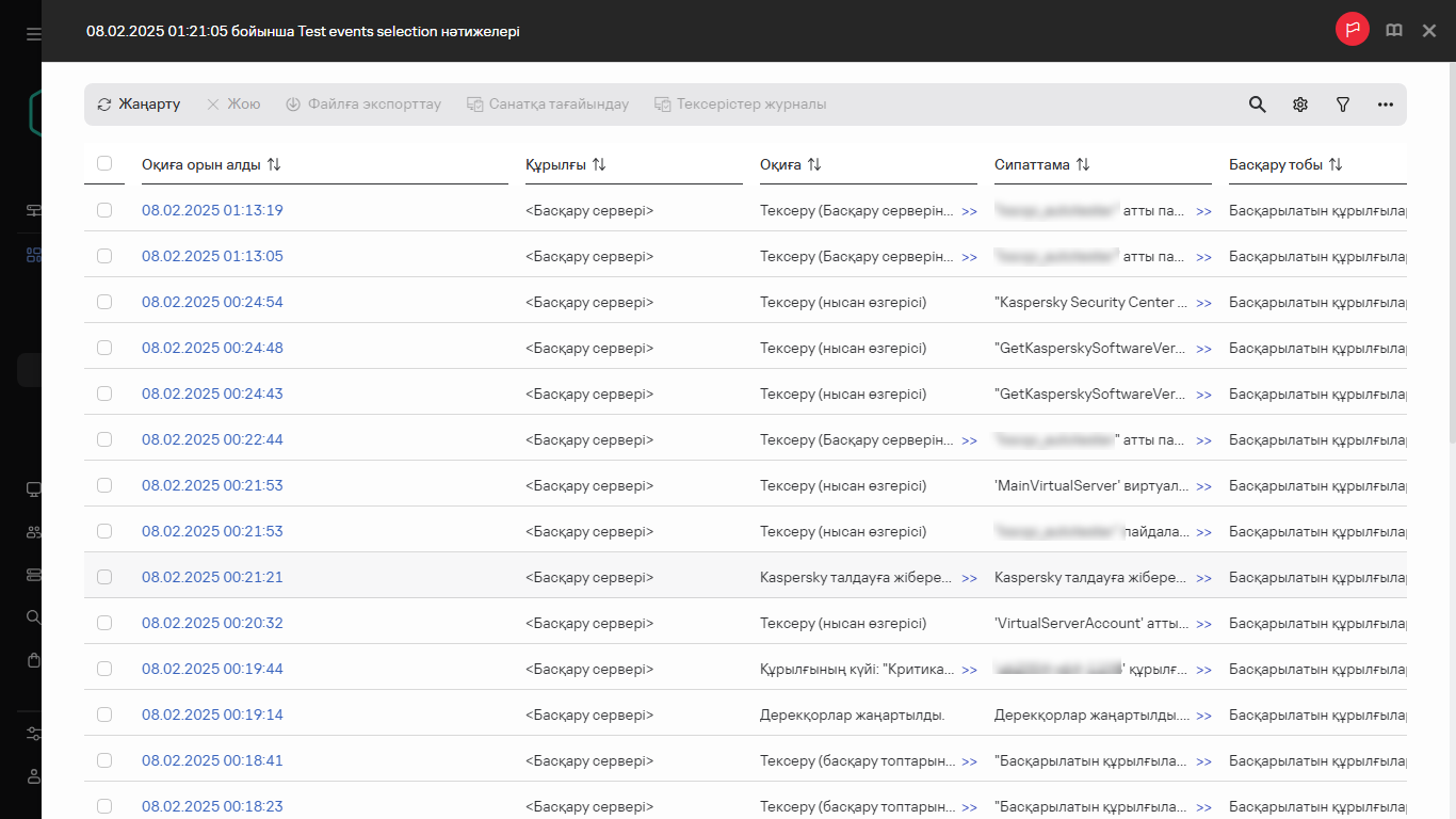 Оқиғалар таңдауы нәтижесі.