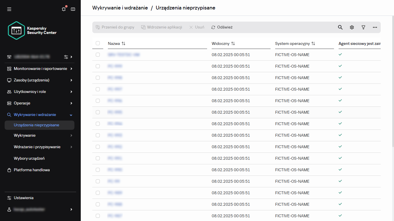 Sekcja Urządzenia nieprzypisane w Odkrywanie & wdrażanie.