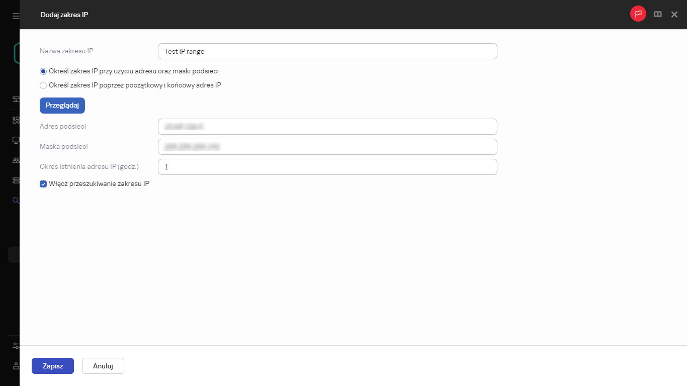 Określanie nowego zakresu IP.