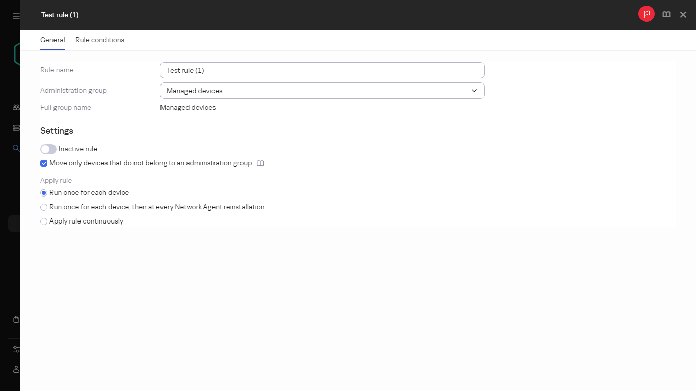 The copying window for Moving rules.