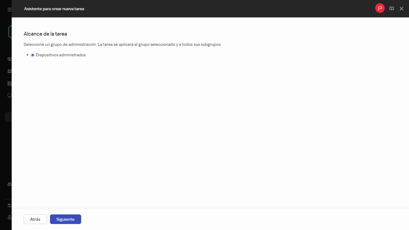 El alcance del dispositivo de la tarea.