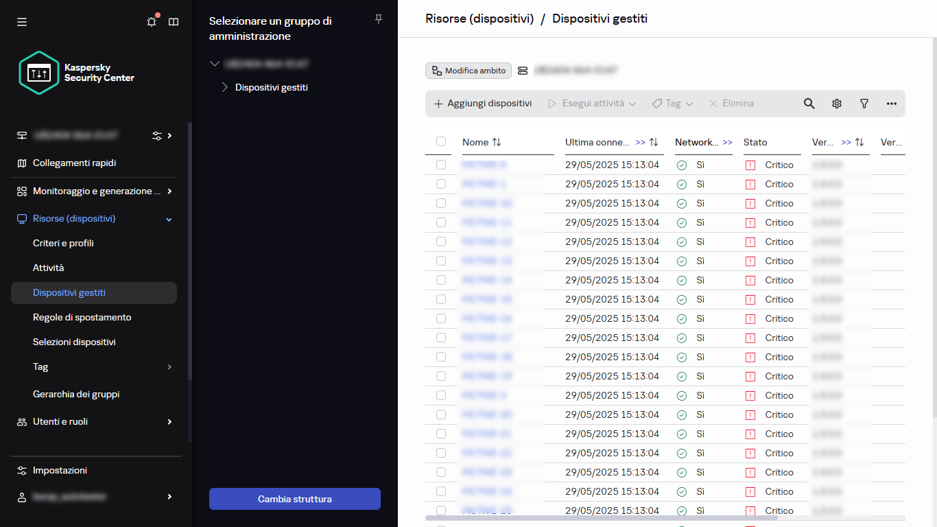 Selezione del gruppo di amministrazione.