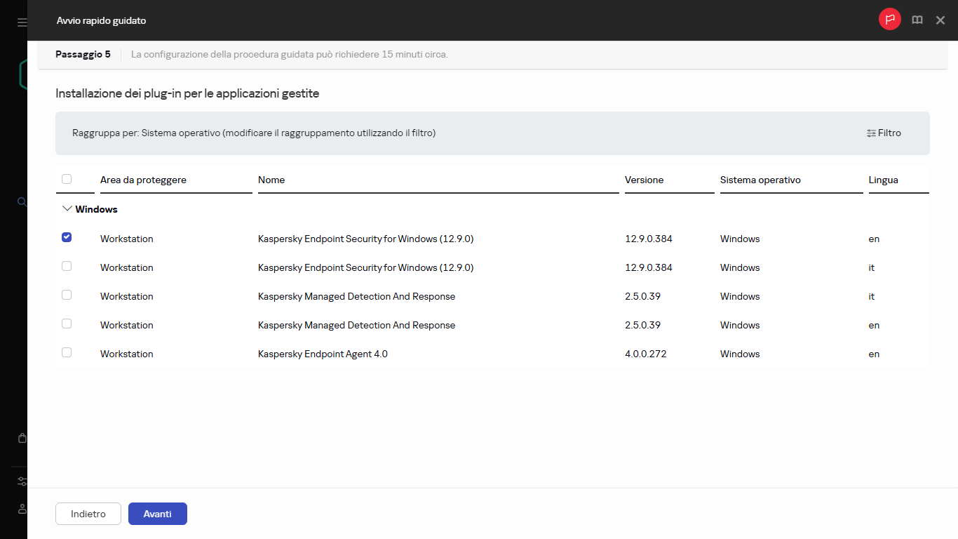 Il passaggio Installazione dei plug-in dell'avvio rapido guidato.