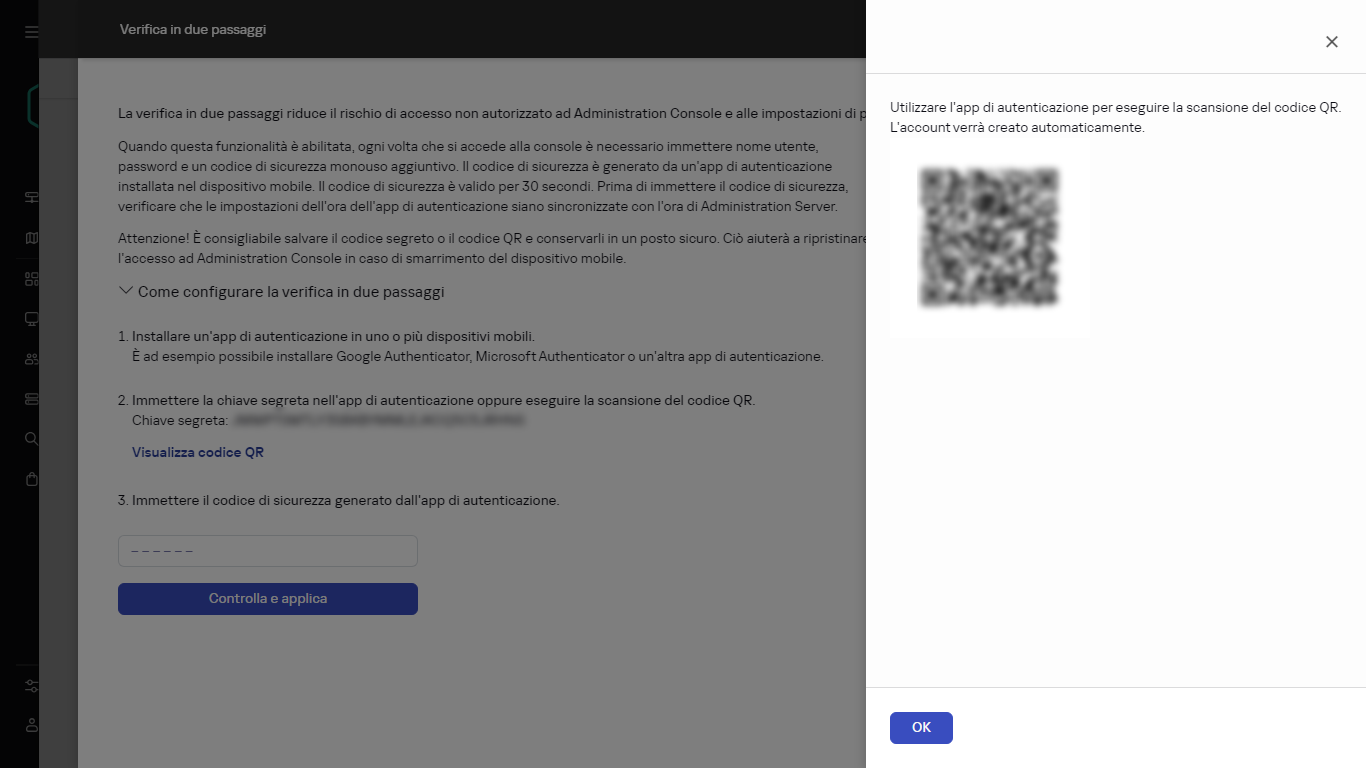 Utilizzo del codice QR per la verifica.