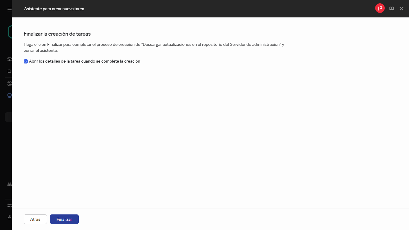 Finalización de la creación de tareas.