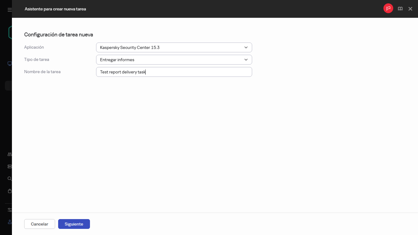 Configuración de la tarea Crear entrega.