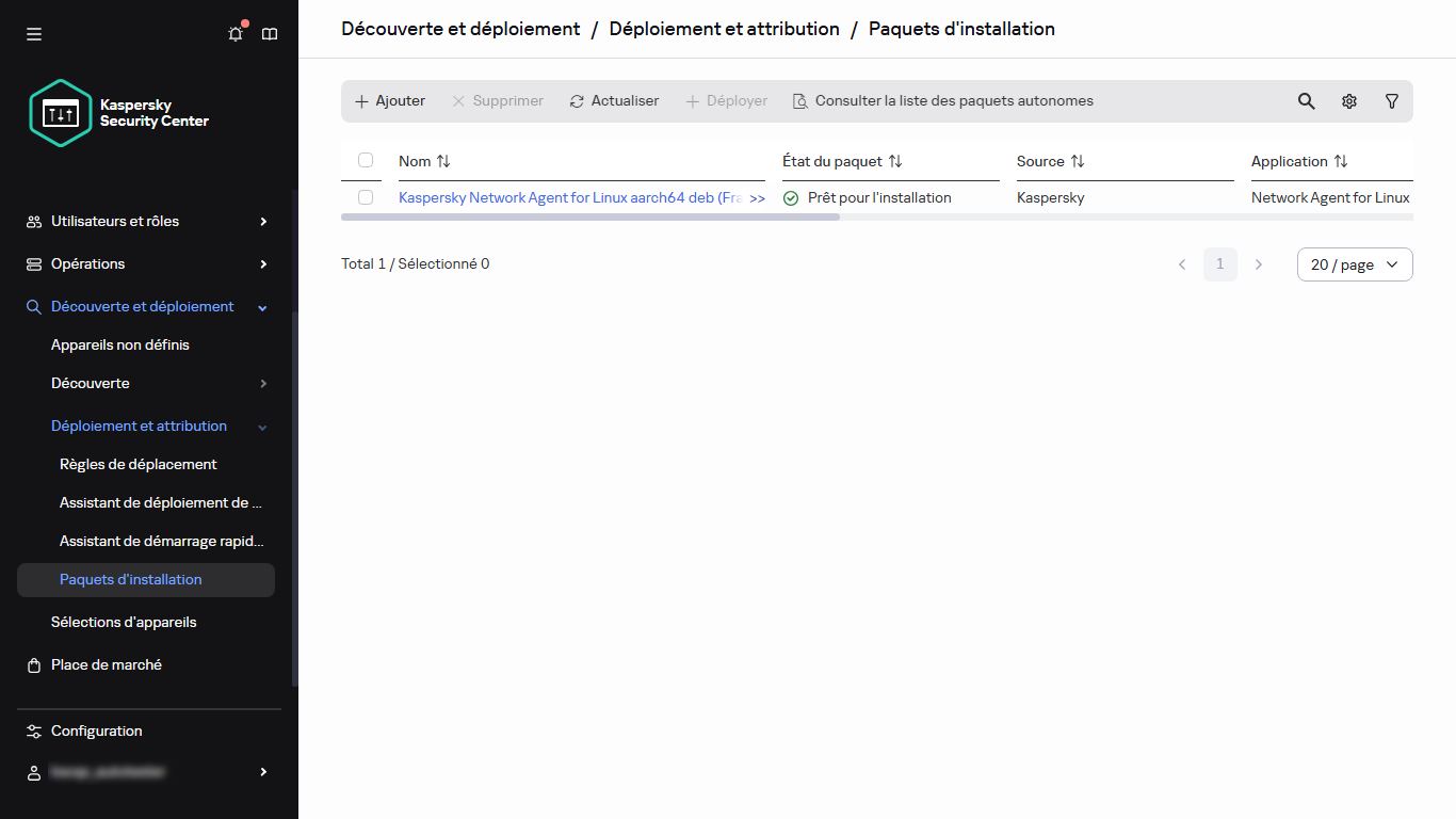 La liste des paquets d'installation.
