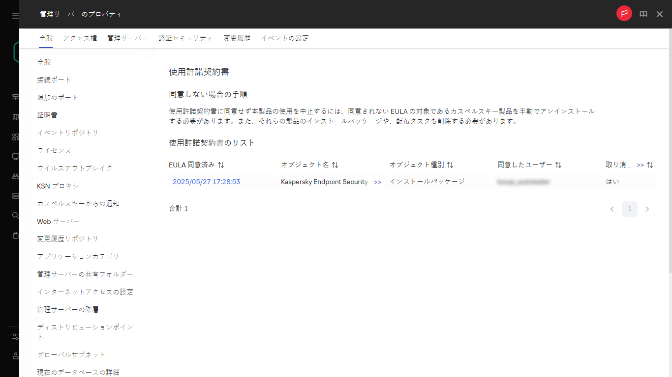 使用許諾契約書のリスト。