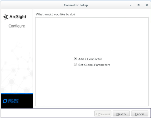 "Connector Setup" window. Selected variant "Add a Connector".