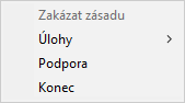 Nabídka s položkami ovládání aplikace ve zjednodušeném rozhraní.