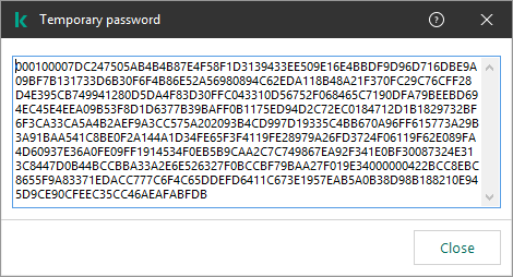 A window with a temporary password.