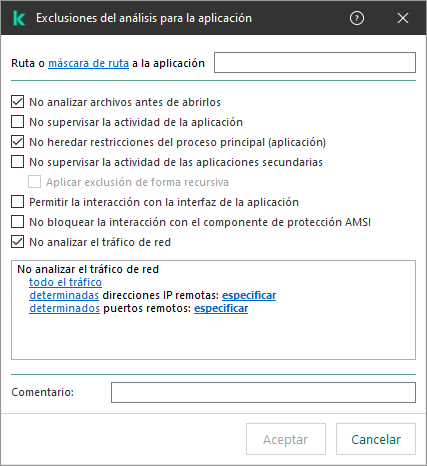 Una ventana con un campo para introducir la ruta a un archivo o carpeta. Se pueden usar máscaras.
