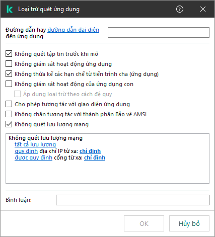 Một cửa sổ có trường để nhập đường dẫn đến tập tin hoặc thư mục. Có thể sử dụng các ký tự đại diện.