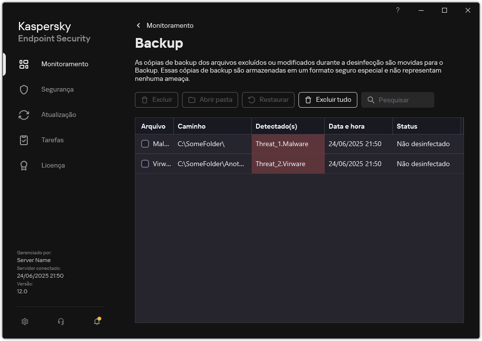 Janela de backup.
