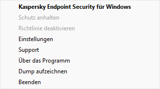 Menü mit Optionen zur Verwaltung der App.