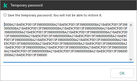 A window with a temporary password.
