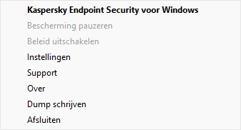 Menu met opties voor programmacontrole.