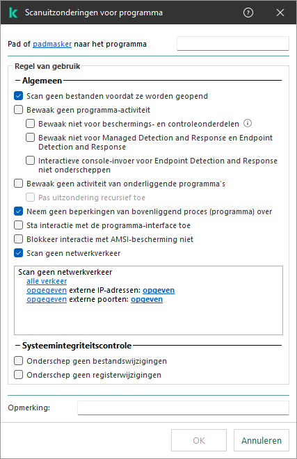 Een venster met een veld voor het invoeren van het pad naar een bestand of map. Er kunnen maskers worden gebruikt.