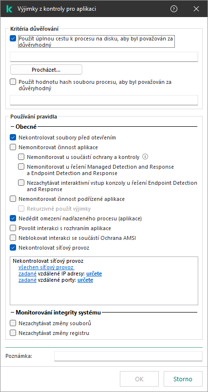 Okno s polem pro zadání cesty k souboru nebo složce. Lze použít masky.