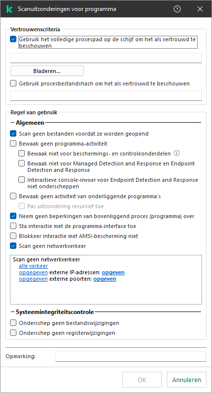 Een venster met een veld voor het invoeren van het pad naar een bestand of map. Er kunnen maskers worden gebruikt.