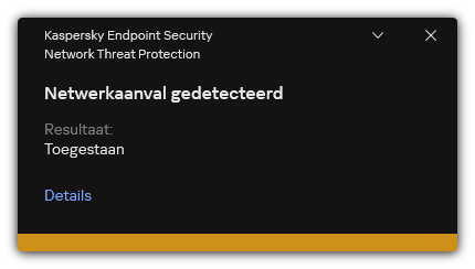 Pop-upvenster met informatie over een gedetecteerde netwerkaanval.