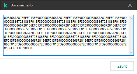 Okno s dočasným heslem.