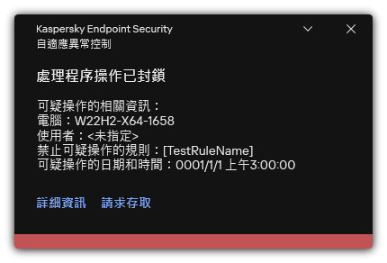 規則觸發通知。使用者可以建立處理動作允許請求。