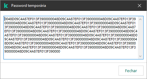 Uma janela com uma password temporária.