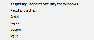 Meniu cu opțiuni de control al aplicației.