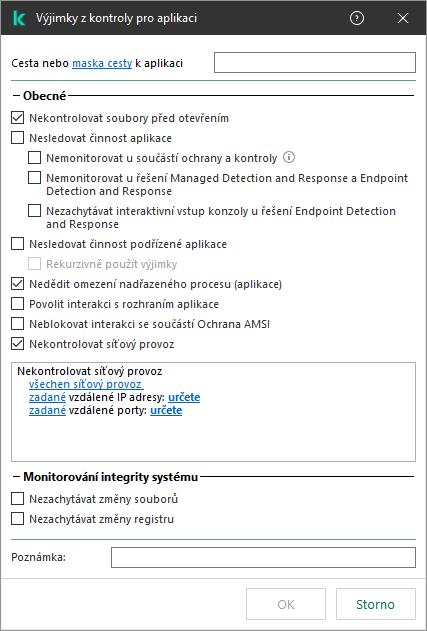 Okno s polem pro zadání cesty k souboru nebo složce. Lze použít masky.