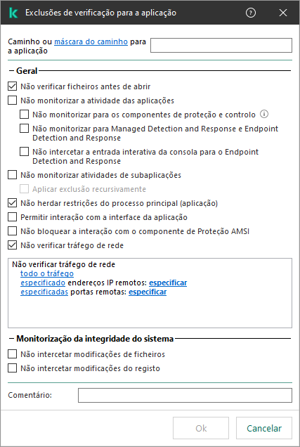 Uma janela com um campo para introduzir o caminho para um ficheiro ou pasta. As máscaras podem ser usadas.
