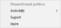 Meniu cu elemente de control al aplicației într-o interfață simplificată.