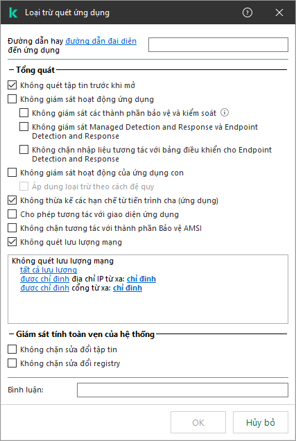 Một cửa sổ có trường để nhập đường dẫn đến tập tin hoặc thư mục. Có thể sử dụng các ký tự đại diện.