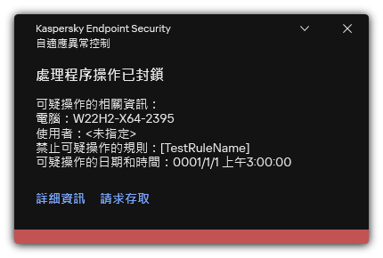 規則觸發通知。使用者可以建立處理動作允許請求。
