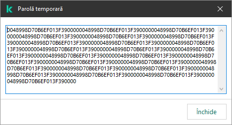 O fereastră cu o parolă temporară.