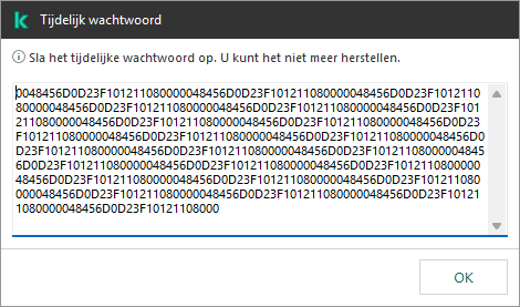 Een venster met een tijdelijk wachtwoord.