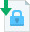 A blue lock pictured on a white sheet. A green arrow in the left corner of the sheet points down.