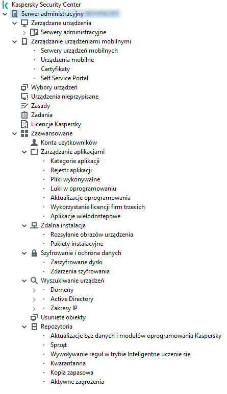 Drzewo katalogów Serwera administracyjnego.