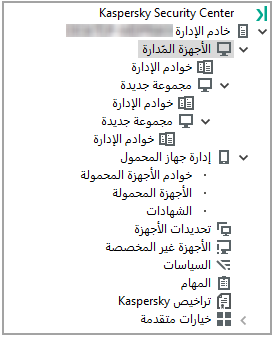 شجرة دليل الأجهزة المُدارة.