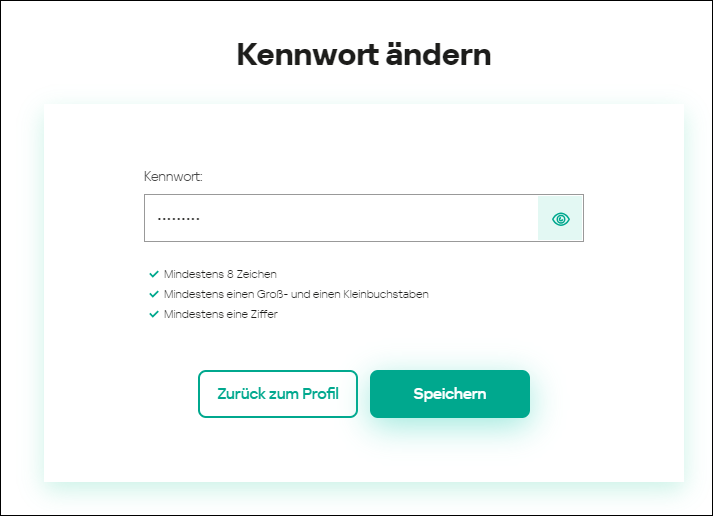 Fenster "Benutzerkonto-Einstellungen". Registerkarte "Kennwort".