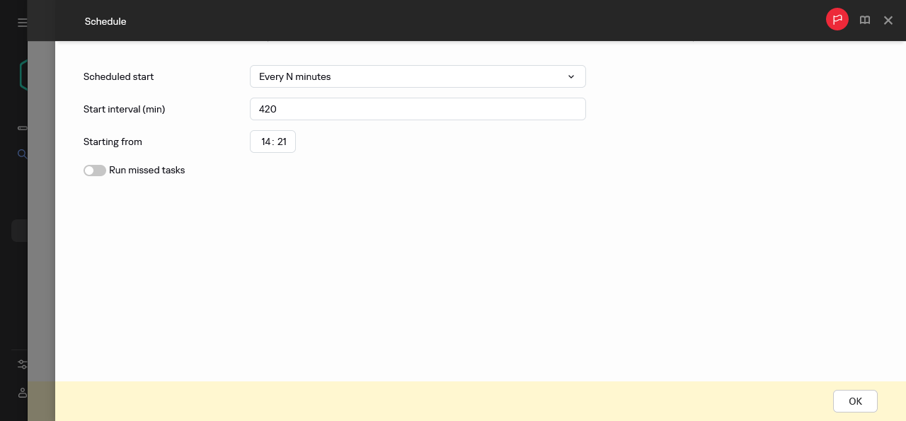 Zeitplan-Eigenschaften.