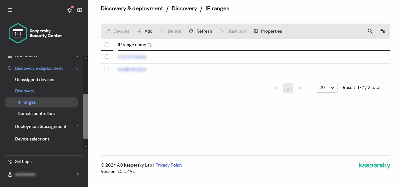 Liste der IP-Bereiche.