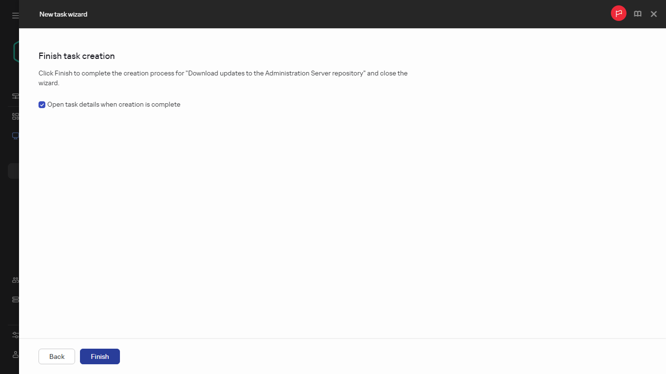 Abschluss der Aufgabenerstellung.