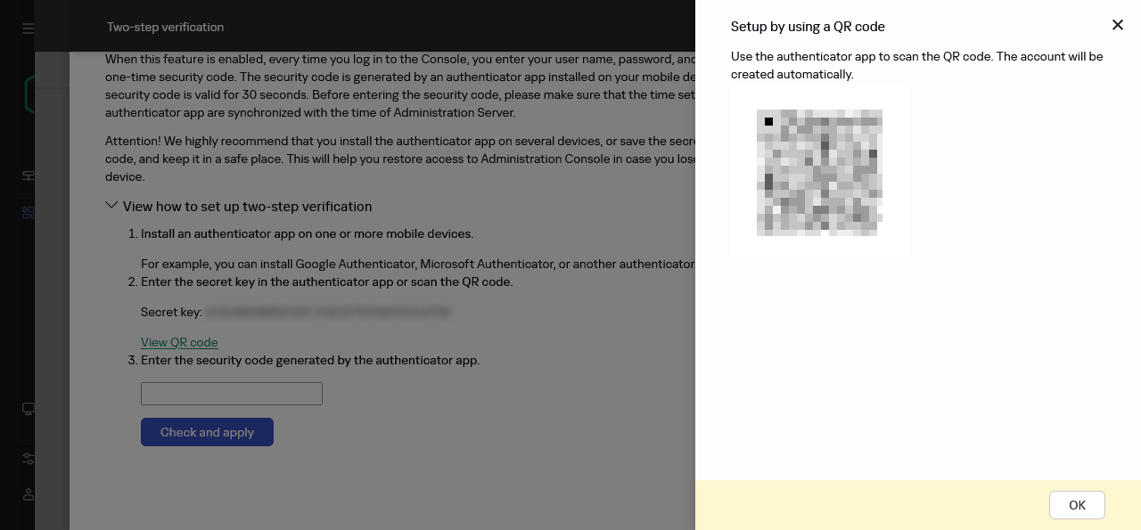 Verwendung eines QR-Codes zur Verifizierung.