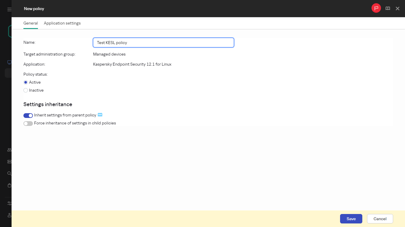 New Policy Settings.