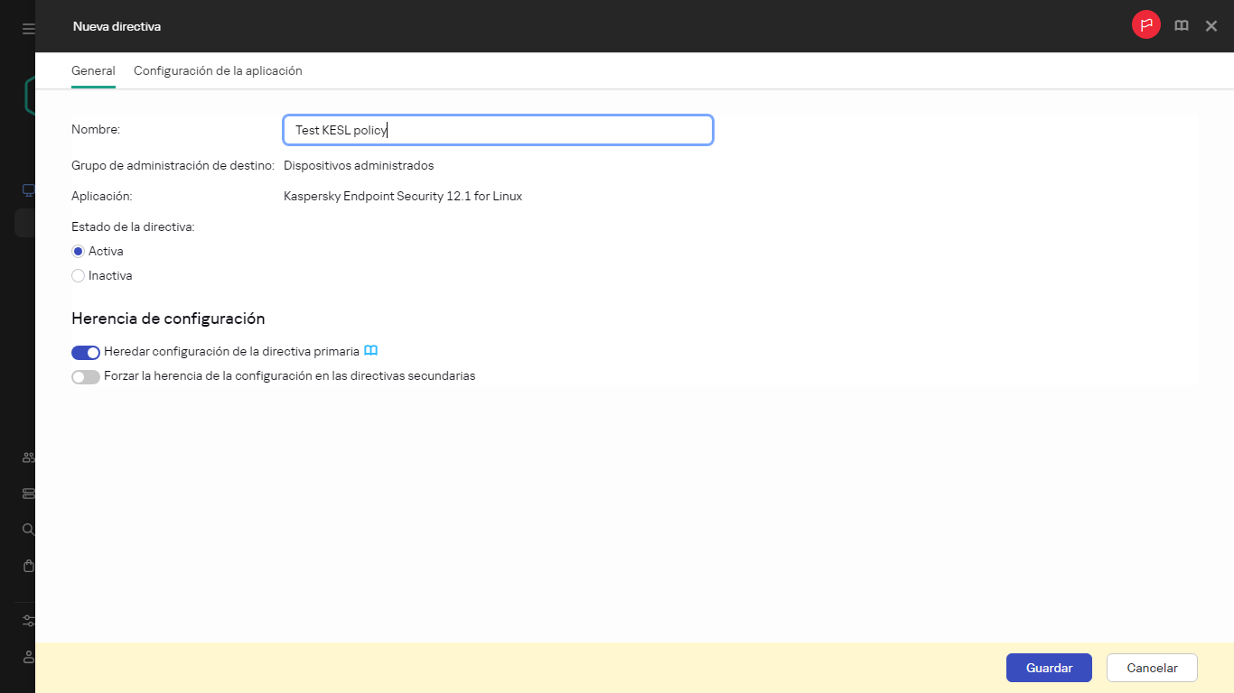 Nueva Configuración de directivas