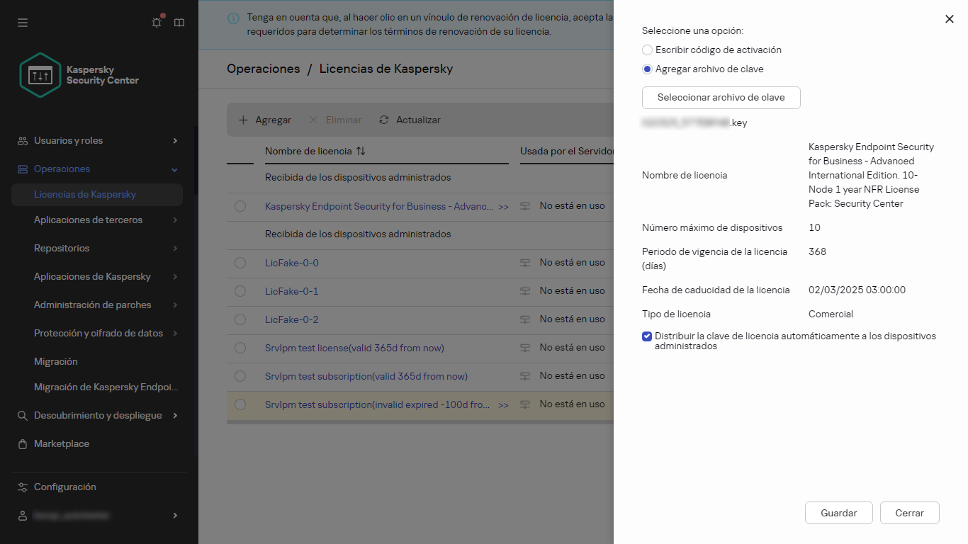 Agregue un archivo de clave.