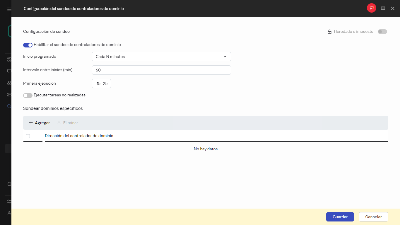 Configuración del sondeo del controlador de dominio.